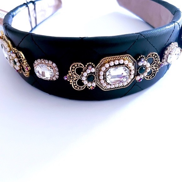 🛍🆕 BLING HEADBAND BLACK EMBELLISHED CRYSTAL RHINESTONE HEADBAND - Picture 3 of 6